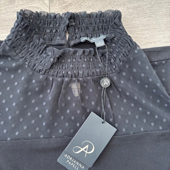 Adrianna Papell Black Long Sleeve Blouse NWT - Picture 2 of 3